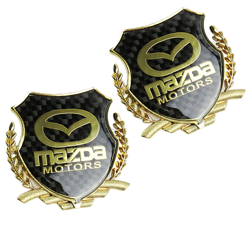 Carbon Fiber Metal Car Front Body Trunk Rear Side Gold Emblem Sticker for Mazda X2 - Image 2