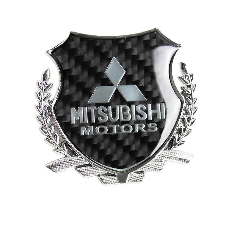Carbon Fiber Metal Car Front Body Trunk Rear Side Silver Emblem Sticker for MITSUBISHI X2 - Image 2