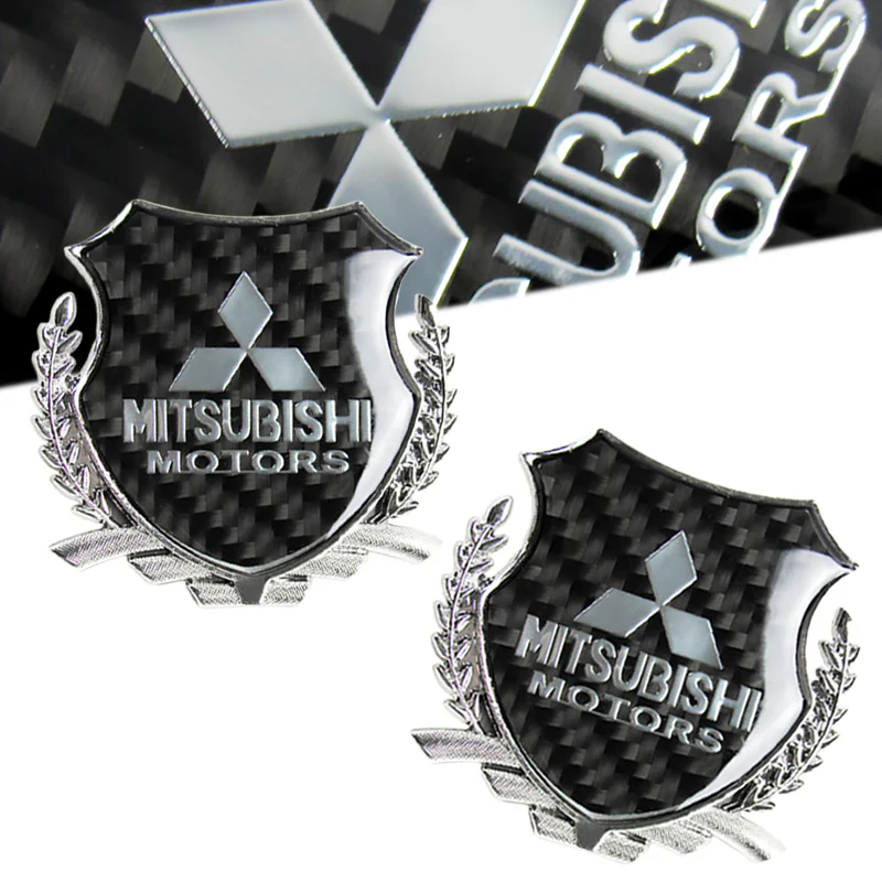 Carbon Fiber Metal Car Front Body Trunk Rear Side Silver Emblem Sticker for MITSUBISHI X2 - Image 3