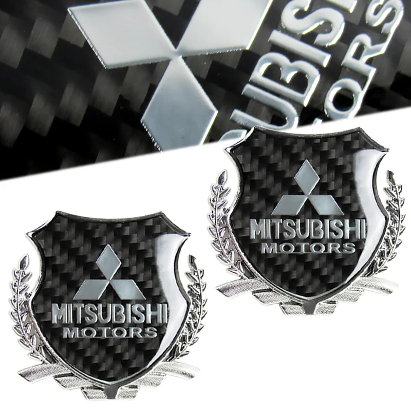 Carbon Fiber Metal Car Front Body Trunk Rear Side Silver Emblem Sticker for MITSUBISHI X2 - Image 5