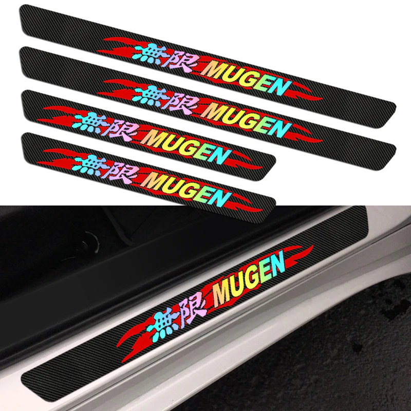 Carbon Fiber MUGEN Car Door Scuff Sill Cover Panel Step Protector For HONDA 4pcs Set - Image 3