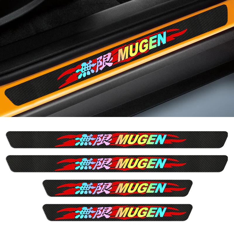 Carbon Fiber MUGEN Car Door Scuff Sill Cover Panel Step Protector For HONDA 4pcs Set - Image 5