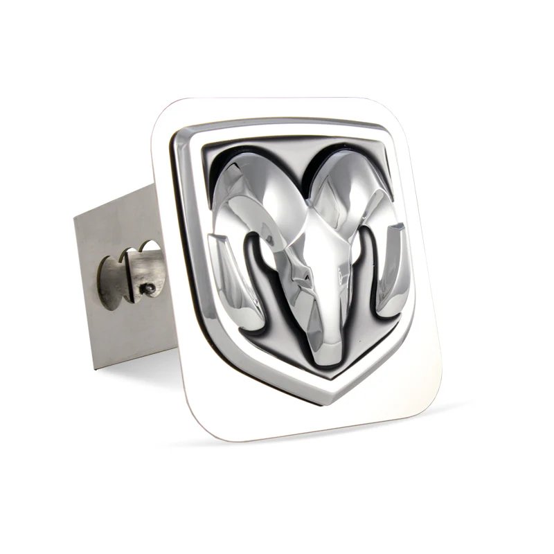 Chrome / Black 3D DODGE RAM Engraved Billet LOGO Stainless Steel Hitch Cover Plug Cap For 2" Trailer Receiver - Image 2