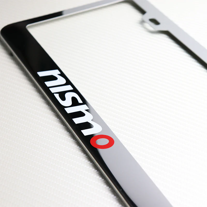 Nissan Nismo Chrome Stainless Steel License Plate Frame with Caps - Image 2
