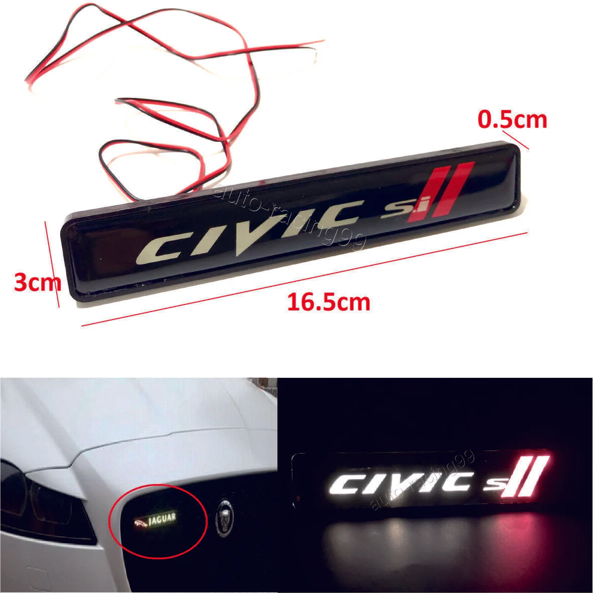 HONDA CIVIC LED Light Car Front Bumper Grille Badge Illuminated Emblem Luminescent Decal Sticker - Image 4