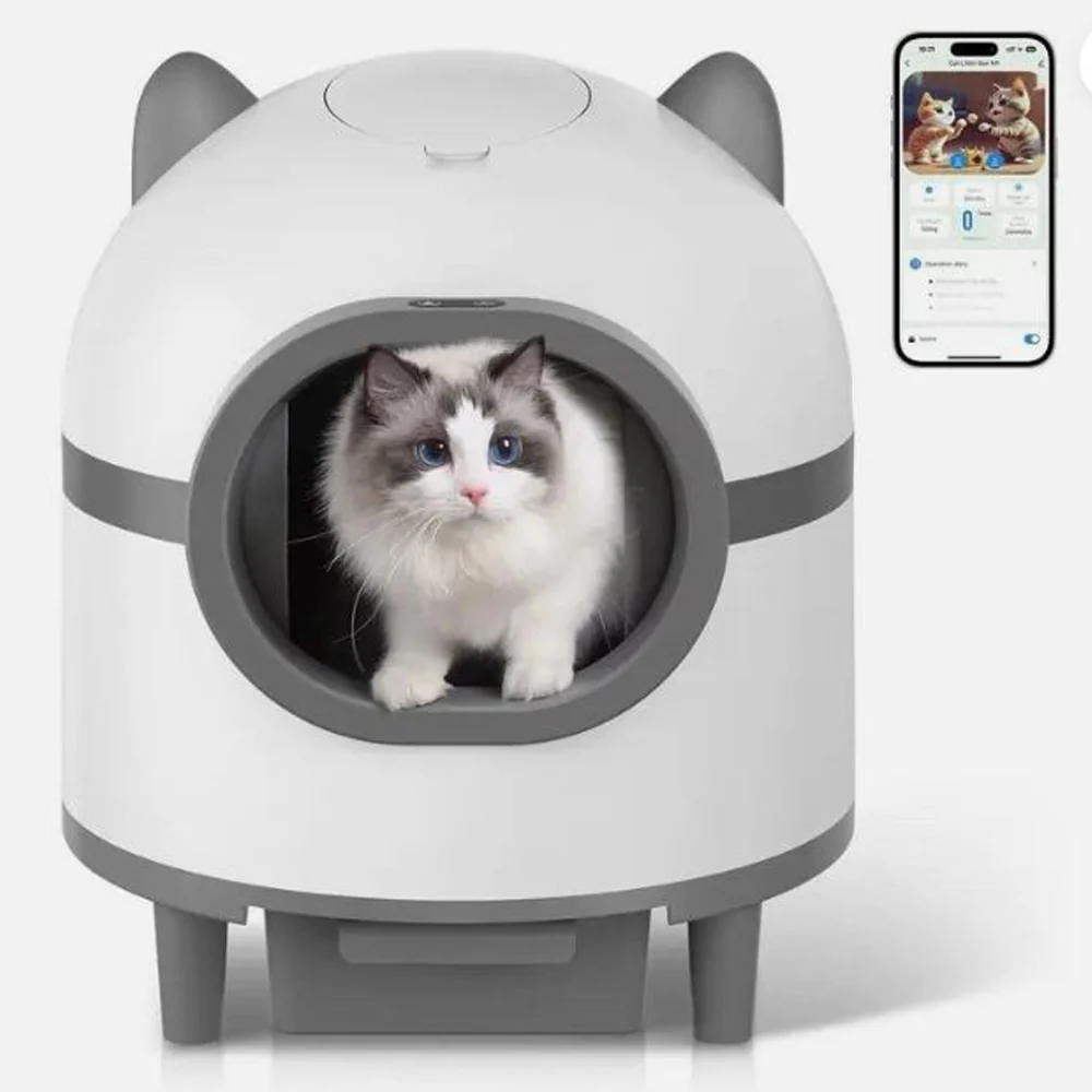 Cleaning Cat Litter Box, Large Automatic Box for Multiple Cats, APP Control, Odor Removal - Image 2