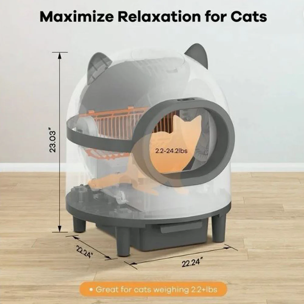 Cleaning Cat Litter Box, Large Automatic Box for Multiple Cats, APP Control, Odor Removal - Image 3