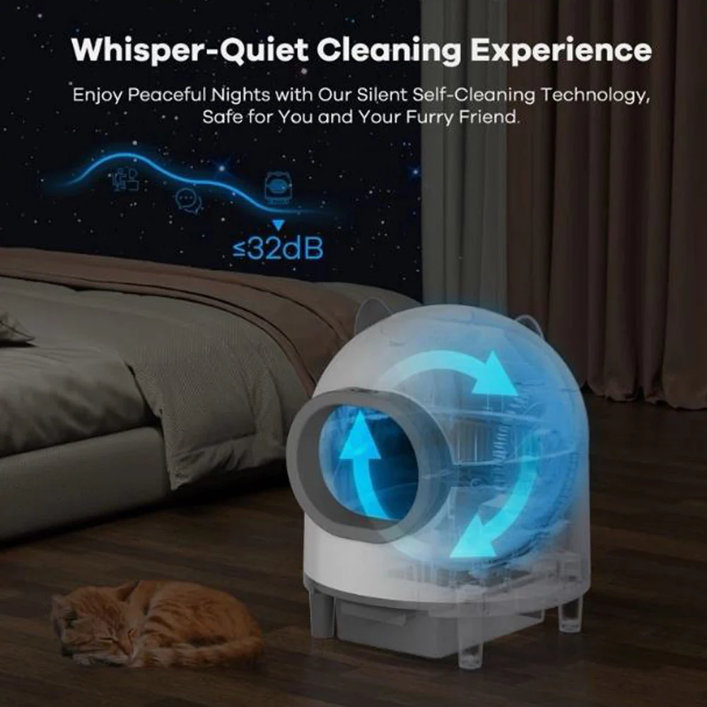 Cleaning Cat Litter Box, Large Automatic Box for Multiple Cats, APP Control, Odor Removal - Image 5