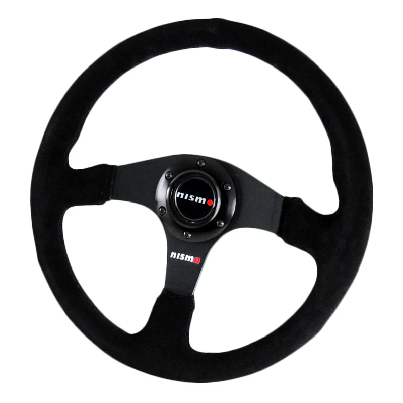 14" NISMO Racing Black Stitching Suede Sport Steering Wheel with Horn Button Universal - Image 4