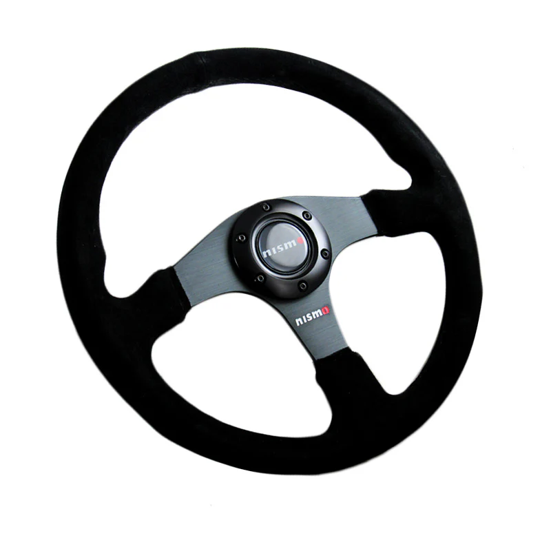 14" NISMO Racing Black Stitching Suede Sport Steering Wheel with Horn Button Universal - Image 7