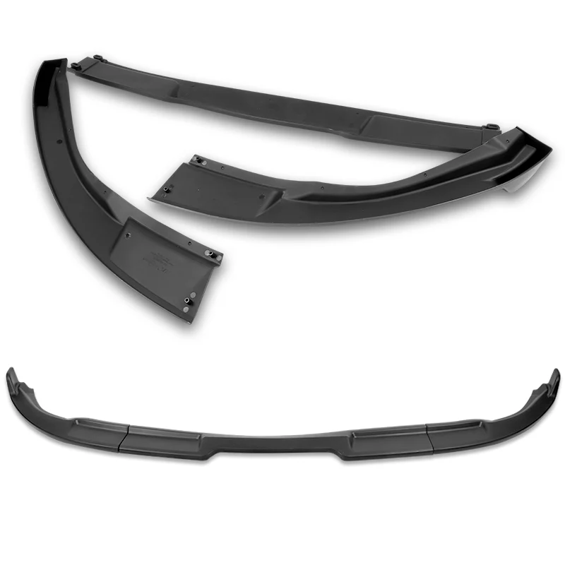 2003-2007 Infiniti G35 Coupe GT-Style Unpainted Black 3-Piece Front Bumper Body Spoiler Splitter Lip Kit with Metal Badge Emblems Set - Image 3