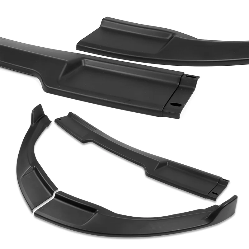 2003-2007 Infiniti G35 Coupe GT-Style Unpainted Black 3-Piece Front Bumper Body Spoiler Splitter Lip Kit with Metal Badge Emblems Set - Image 8
