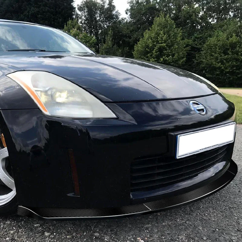 2006-2009 Nissan 350Z GT-Style Real Carbon Fiber 3-Piece Front Bumper Body Spoiler Splitter Lip Kit with Emblem Set - Image 9