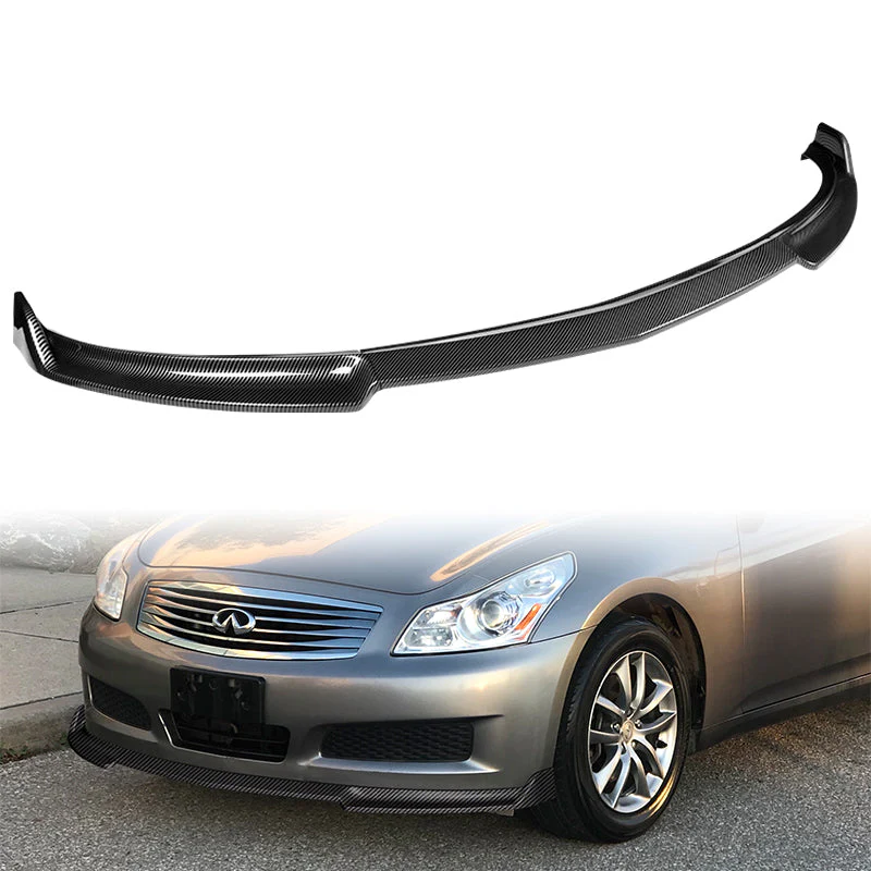 2007-2009 Infiniti G35 G37 4DR GT-Style Carbon Look 3-Piece Front Bumper Body Spoiler Splitter Lip Kit with Metal Emblems Set - Image 4