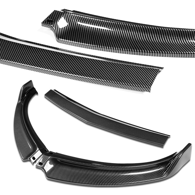 2007-2009 Infiniti G35 G37 4DR GT-Style Carbon Look 3-Piece Front Bumper Body Spoiler Splitter Lip Kit with Metal Emblems Set - Image 7