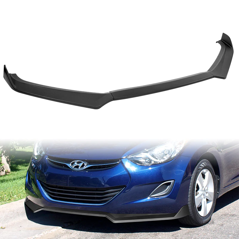 2011-2013 Hyundai Elantra Set of Unpainted Matte Black Sedan Front Bumper Spoiler Splitter Lip with Windshield Banner - Image 5