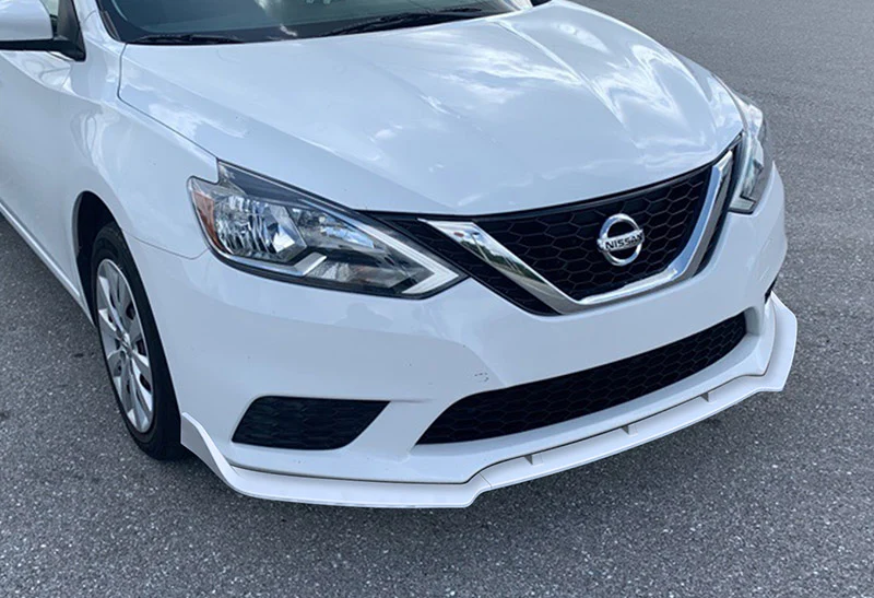2016-2019 Nissan Sentra Painted White 3-Piece Front Bumper Body Spoiler Splitter Lip Kit with Free Gift - Image 5