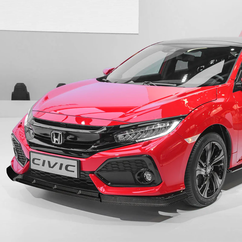 2017-2021 Honda Civic Hatchback Carbon Painted MUG Front Bumper Body Splitter Spoiler Lip 3PCS - Image 5