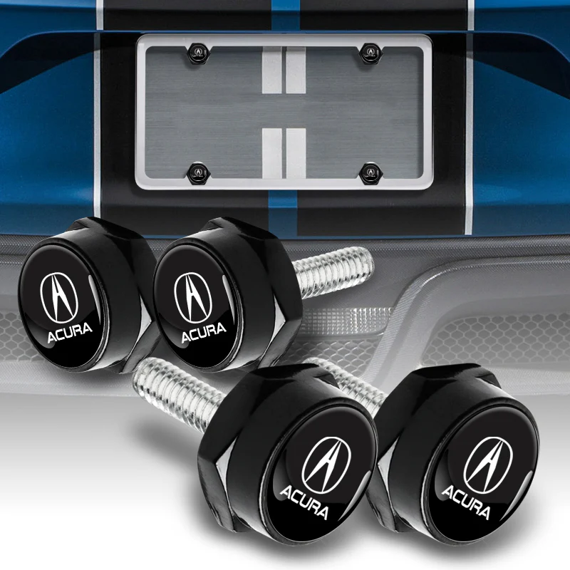 ACURA Black Stainless Steel Metal License Plate Frame 2PCS For MDX RDX TSX TL with Caps Bolt SET - Image 3