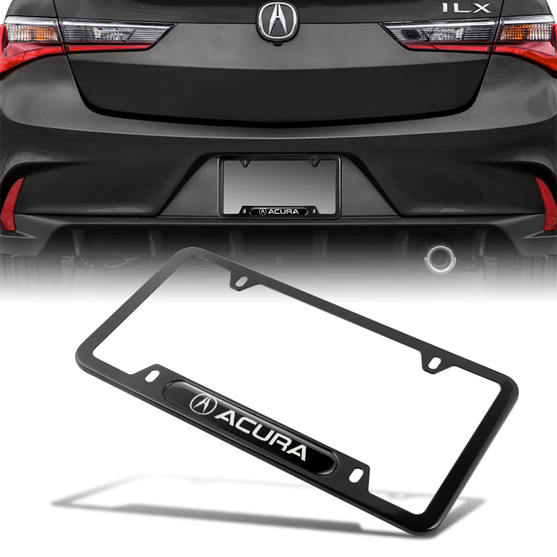 ACURA Black Stainless Steel Metal License Plate Frame 2PCS For MDX RDX TSX TL with Caps Bolt SET - Image 4