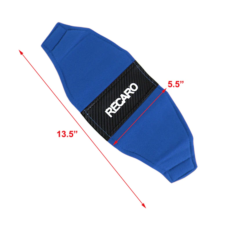 2PCS JDM RECARO Racing Blue PVC Seat Side Cover Repair Decoration Pad Carbon Look - Image 4