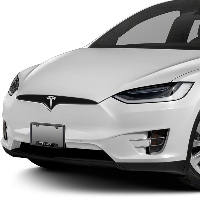 2PCS Tesla Black Stainless Steel Metal License Plate Frame - Image 2