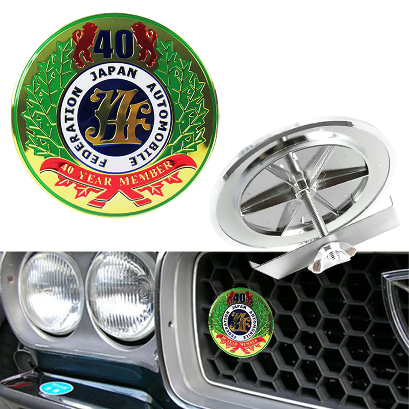 3 pcs Set JAF Japan Automobile Federation 40 Year Member JDM Logo Emblem Badge + 2 Alternative Decal Stickers For Toyota Front Grille - Image 2