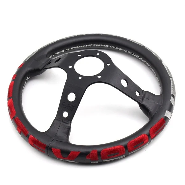 320mm Vertex 1996 Leather Deep Dish Modified Steering Wheel RED/SILVER Stitch Sports Steering Wheel OMP MOMO Racing - Image 6