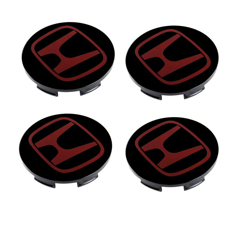 4PCS Wheel Center Caps Honda Black Red Logo 69 MM / 2.72" - H5 Accord Civic NEW - Image 3