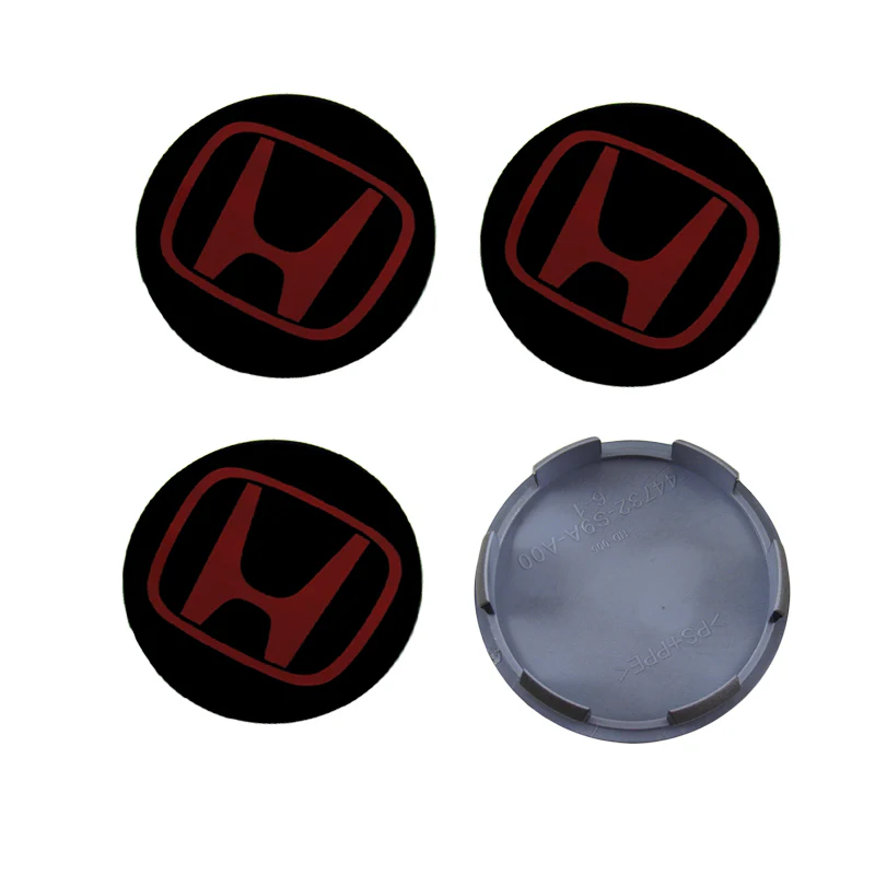 4PCS Wheel Center Caps Honda Black Red Logo 69 MM / 2.72" - H5 Accord Civic NEW - Image 5