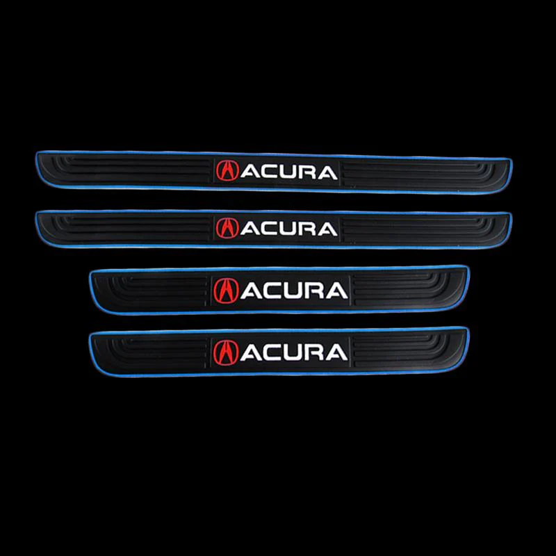 Acura Set 4PCS Car Door Rubber Scuff Sill Panel Step Protector with Keychain Tire Wheel Valves Dust Stem Air Caps - Image 2