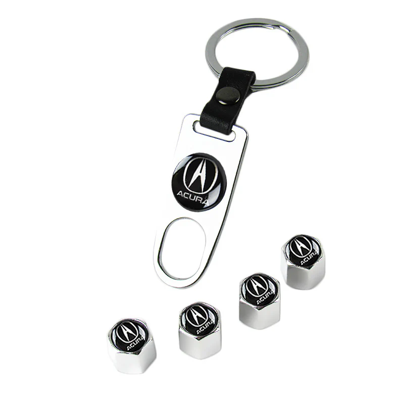 Acura Set 4PCS Car Door Rubber Scuff Sill Panel Step Protector with Keychain Tire Wheel Valves Dust Stem Air Caps - Image 3