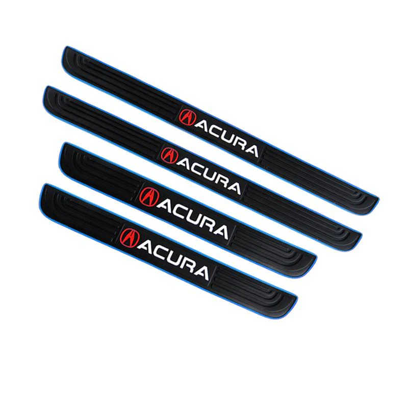 Acura Set 4PCS Car Door Rubber Scuff Sill Panel Step Protector with Keychain Tire Wheel Valves Dust Stem Air Caps - Image 5
