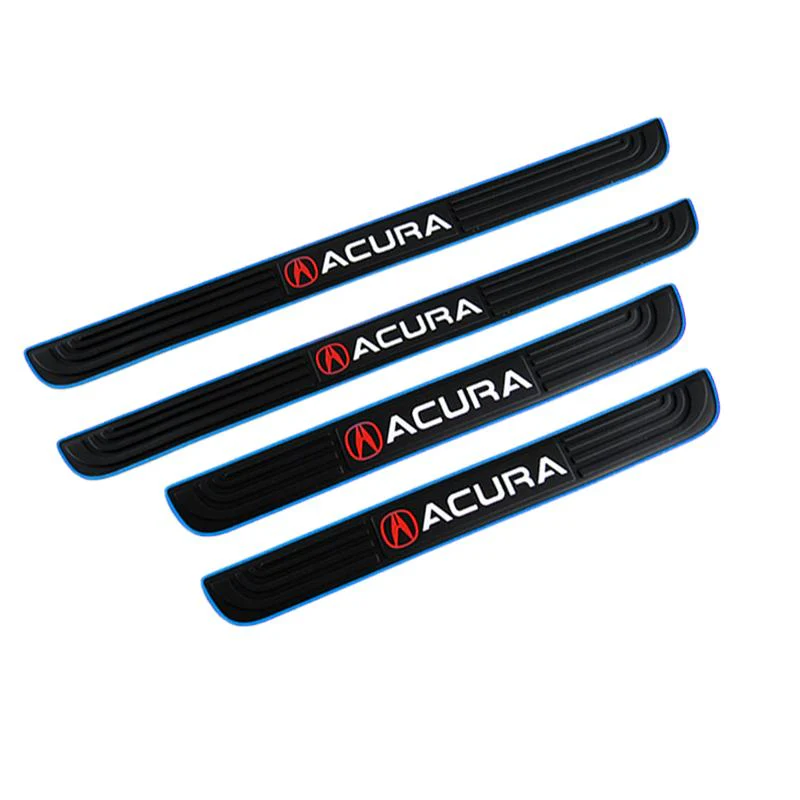 Acura Set 4PCS Car Door Rubber Scuff Sill Panel Step Protector with Keychain Tire Wheel Valves Dust Stem Air Caps - Image 9