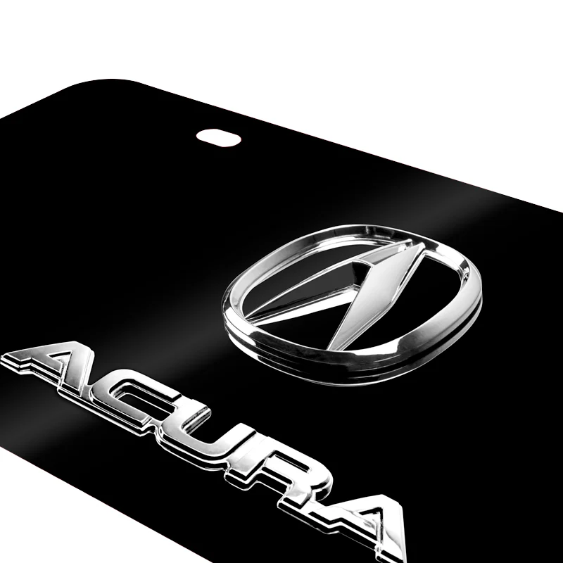 ACURA Stainless Steel Front Mirror Black/ Chrome Finish 3D Dual License Plate Frame - Image 2