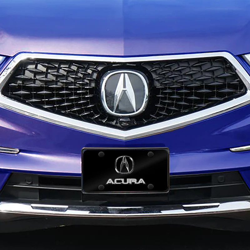 ACURA Stainless Steel Front Mirror Black/ Chrome Finish 3D Dual License Plate Frame - Image 3