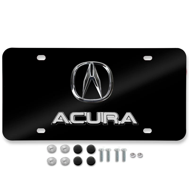 ACURA Stainless Steel Front Mirror Black/ Chrome Finish 3D Dual License Plate Frame - Image 5