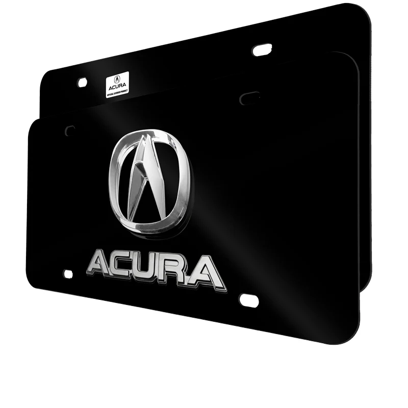 ACURA Stainless Steel Front Mirror Black/ Chrome Finish 3D Dual License Plate Frame - Image 7