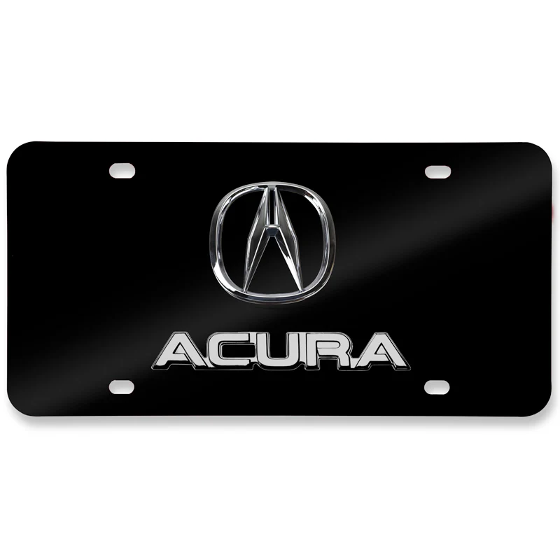 ACURA Stainless Steel Front Mirror Black/ Chrome Finish 3D Dual License Plate Frame - Image 8