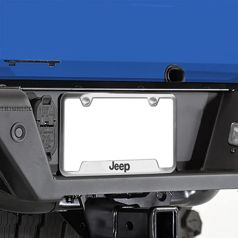 Au-Tomotive Gold Genuine JEEP Laser Etched Logo Stainless Steel Cut-Out License Plate Frame GF.JEE.EC - Image 2
