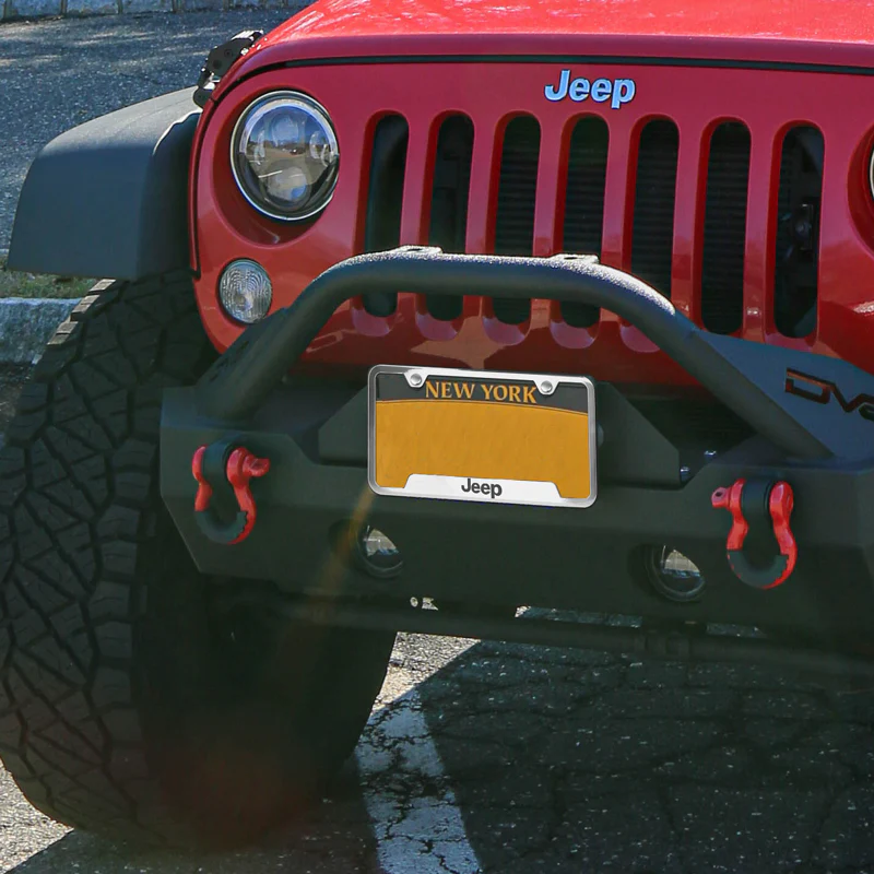 Au-Tomotive Gold Genuine JEEP Laser Etched Logo Stainless Steel Cut-Out License Plate Frame GF.JEE.EC - Image 4