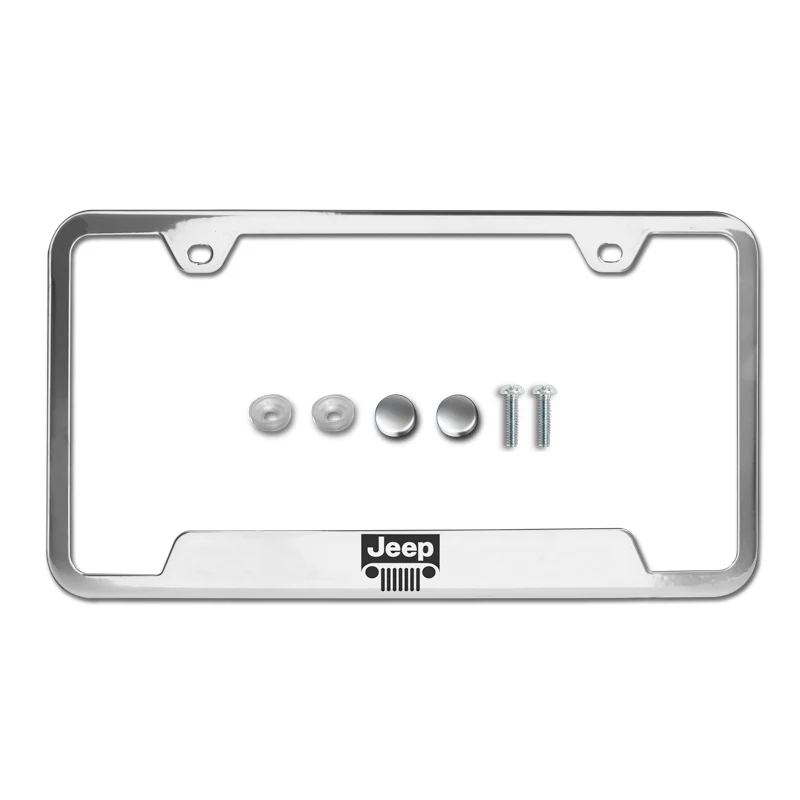 Au-Tomotive Gold Genuine JEEP Grille Laser Etched Logo Stainless Steel Cut-Out License Plate Frame GF.JEEG.EC - Image 2