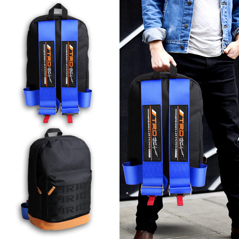 Bride Gradation Cloth Backpack with Toyota TRD Blue Harness Adjustable Shoulder Straps with Keychain - Image 4