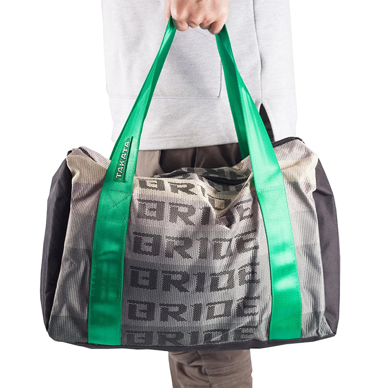 JDM Bride Gradation Racing Seat Cloth Duffle Gym Bag with Takata Green Harness Strap - Image 5
