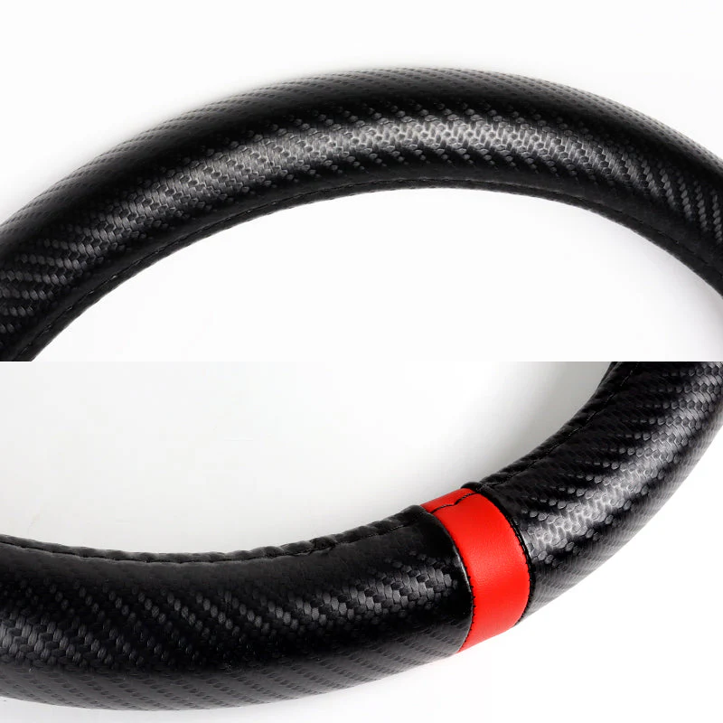 MOMO Motorsports Steering Wheel Horn Button with Carbon Fiber Look Leather 15" (38cm) Diameter Steering Wheel Cover - Image 9