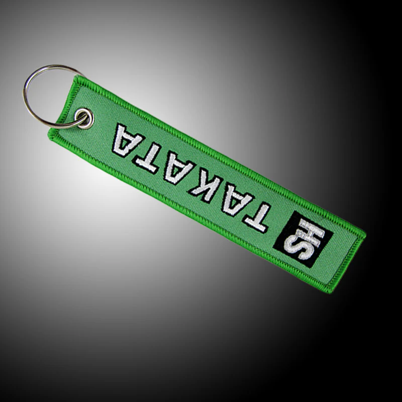 EMBROIDERED DOUBLE SIDED KEYCHAIN TAG GREEN JDM TAKATA SH Racing CELL HOLDERS KEYRING X2 - Image 3