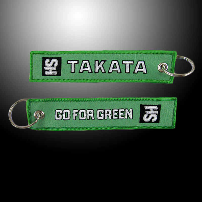 EMBROIDERED DOUBLE SIDED KEYCHAIN TAG GREEN JDM TAKATA SH Racing CELL HOLDERS KEYRING X2 - Image 4