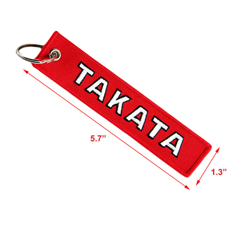 EMBROIDERED DOUBLE SIDED KEYCHAIN TAG RED JDM TAKATA Racing CELL HOLDERS KEYRING X2 - Image 2
