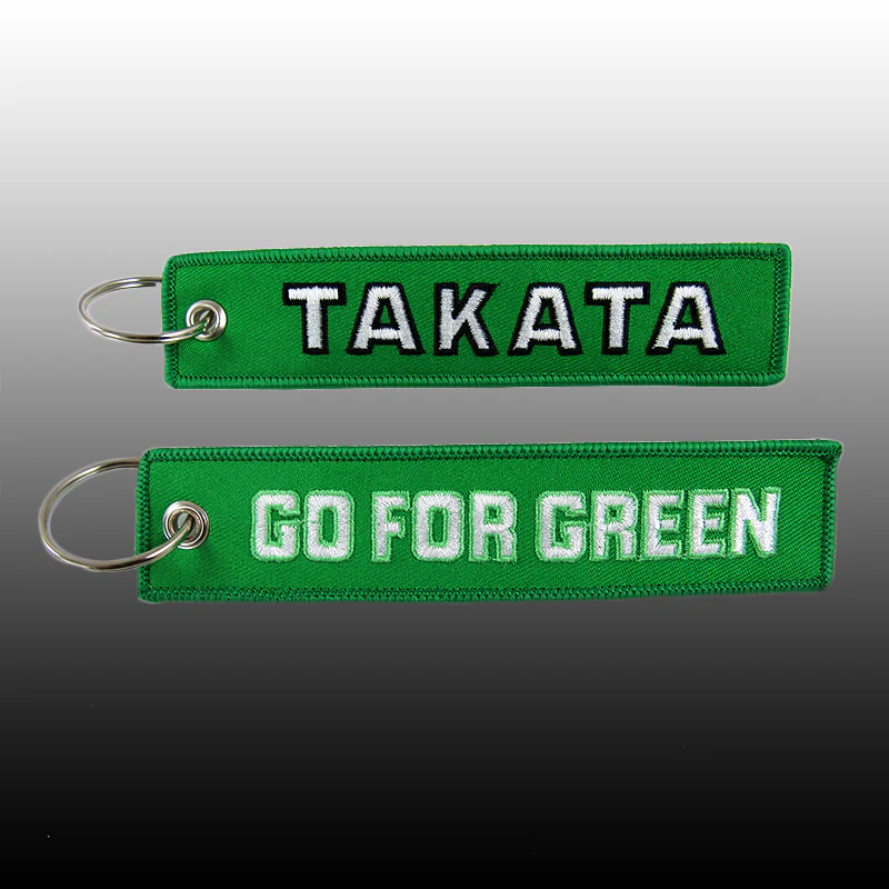 EMBROIDERED DOUBLE SIDED KEYCHAIN TAG GREEN JDM TAKATA Racing CELL HOLDERS KEYRING X2 - Image 3