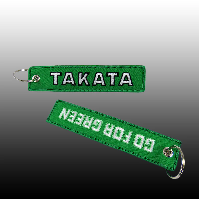 EMBROIDERED DOUBLE SIDED KEYCHAIN TAG GREEN JDM TAKATA Racing CELL HOLDERS KEYRING X2 - Image 4